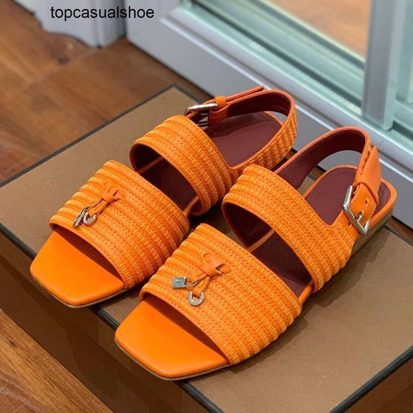 Loro Piano Lp Lorospianasl Quality High Sandals Thong Flattie Summer Shoes Raffia Плоские каблуки женщины роскошные дизайнеры кожаная подошва модная случайная туфли для вечеринок факт