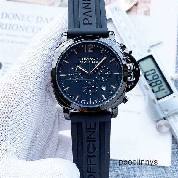 Relógio Swiss Made Panerai Relógios Esportivos PANERAISS Relógio Submersível Multifuncional Luminoso Cronógrafo Mostrador Grande Marca Itália Relógios de Pulso Esportivos WN-B46K