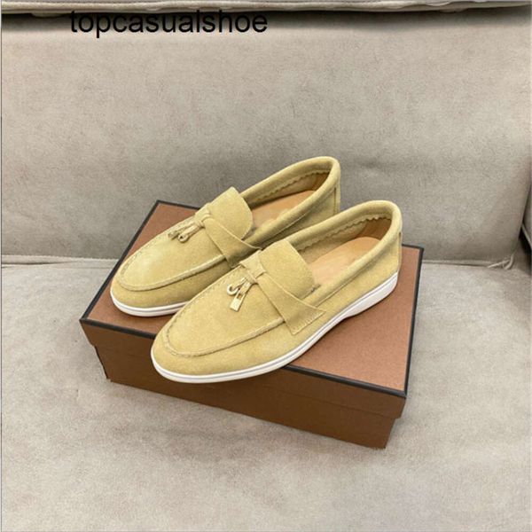 Loro Piano Abito Vellutato Scarpe Mocassini scamosciati pigri di alta qualità Ballerine Scarpe di lusso Designer Pelle Donna Stile britannico Primavera Autunno Uomo Autista Auto Estate Passeggiata XQOS