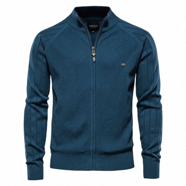 Aiopeson Argyle Cor Sólida Cardigan Homens Casual Qualidade Zipper Cott Inverno Mens Suéteres Fi Cardigans Básicos para Homens J73o #