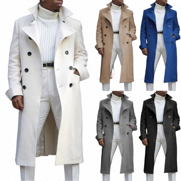 fi Белые куртки Lg Trench Wool Blends Мужское пальто Lg Trench Coat Двубортные пальто Уличная одежда Party Loose Jacket q2Os #