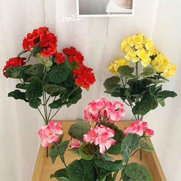 Fiori decorativi Begonie artificiali in seta finta realistiche per oggetti di scena di nozze Po Decorazione domestica Set di 2 Non appassiscono