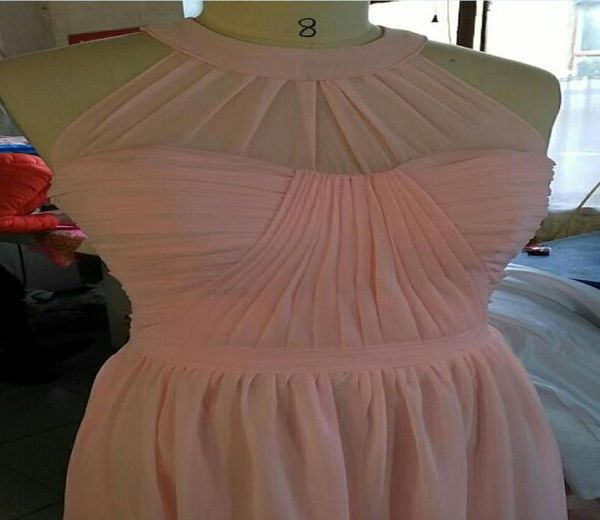 5 verschiedene Stile, günstige lange Brautjungfernkleider aus Chiffon, hellrosa, wandelbarer Stil, Junior-Brautjungfer, Strand, Hochzeit, Party, Dr7503076