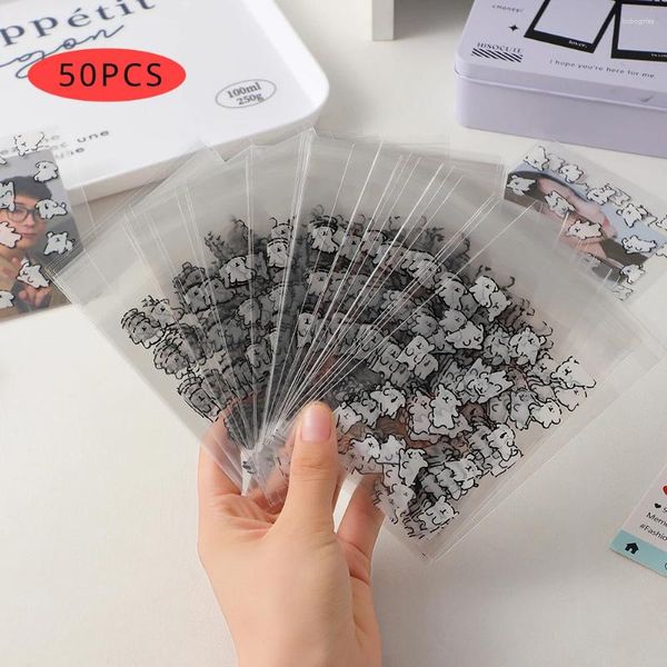 Depolama torbaları 50pcs Kendini Sızdırmazlık Çantası Kpop Idol Kart Pocard Tutucu Yapışkan Plastik Kapak Koruyucusu PO Film Ambalajı