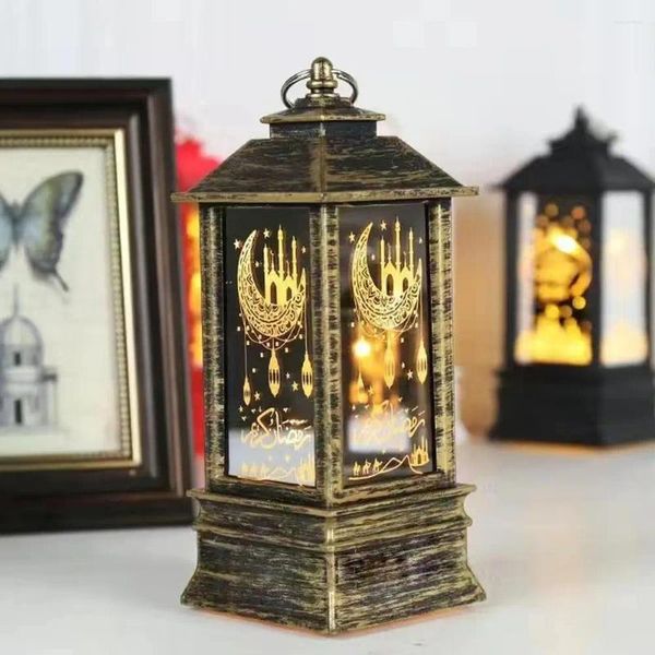 Plafoniere Eid Mubarak Led Lampada a vento Ornamento Islam Musulmano Decorazioni per feste Forniture Ramadan Lanterna Decorazione per la casa Gif X7g9