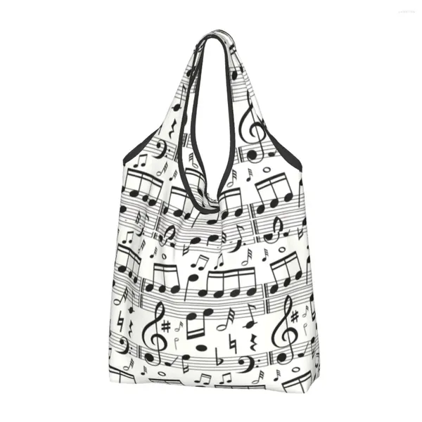 Sacos de armazenamento Kawaii Fashion Music Note Shopping Tote Portátil Músico Comprador Bolsa de Ombro