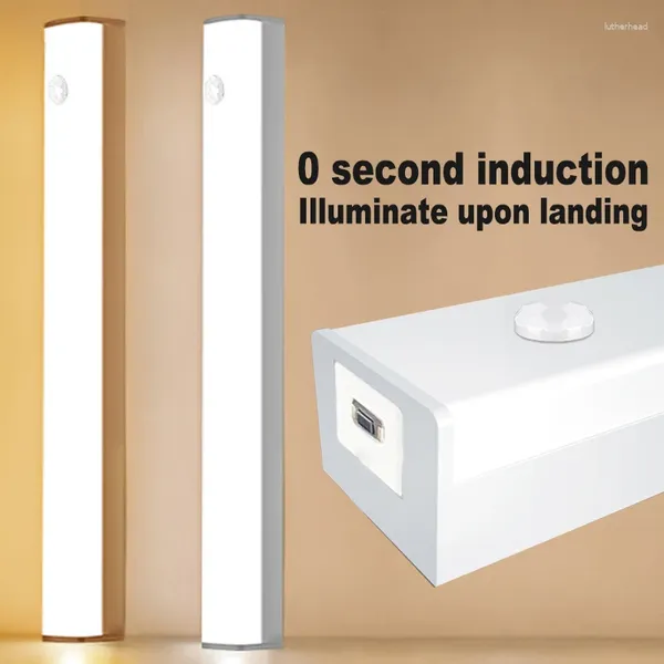 Gece Işıkları Manyetik Kendinden Yapışkan LED Işık Hareket Sensörü Mutfak Yatak Odası için Kablosuz İnsan Vücudu İndüksiyonu