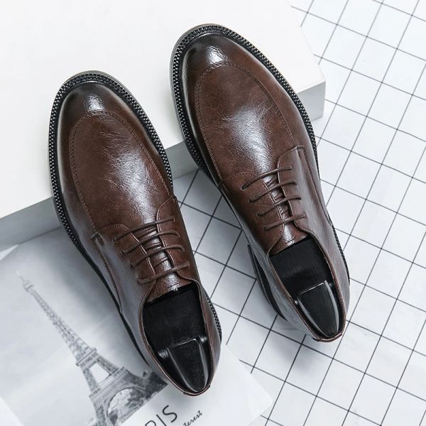 Venda quente breve moda casual negócios sapatos de couro masculino clássico rendas oxford escritório sapatos diários de alta qualidade sapatos confortáveis