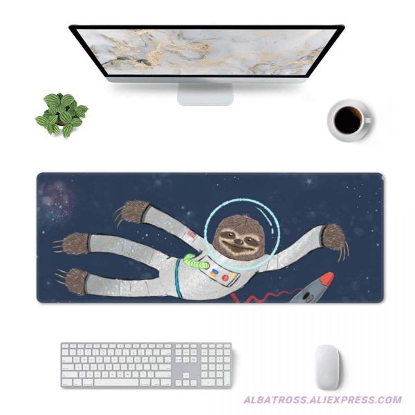 Pads Sloth In A Space Tappetino per mouse da gioco Bordi cuciti in gomma Tappetino per mouse 31,5'' X 11,8''