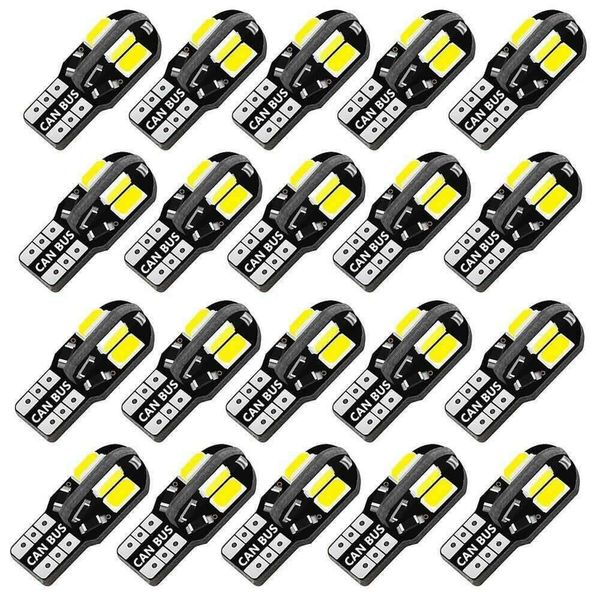 Yükseltme 20 PCS W5W T10 LED ampul Canbus 5730 8SMD 12V 6000K 194 168 LED Araba İç Lamba Kubbe Işıkları Park park Işığı Otomatik Sinyal Lambası