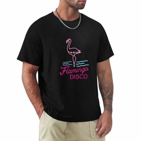 Flamingo Kunst Ne Zeichen Disco Druck T-Shirt Katze Shirts Kawaii Kleidung süße Kleidung individuelle T-Shirts Herren LG Ärmel T-Shirts H5gr #