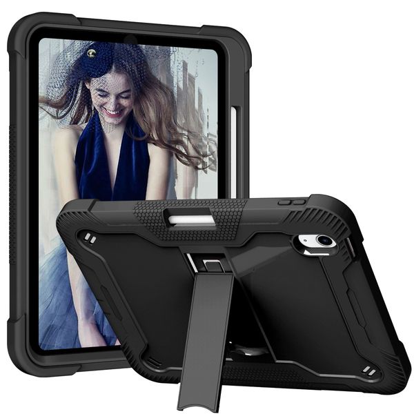 Hybride, stoßfeste, robuste Silikon-PC-Ständerhülle für iPad Mini 5 6 10. 10.9 Pro Air 4 10.2 Samsung Tab A7 A8 A9 Plus S9 S6 Lite T290 T220 T500 T510 P610 Tablet-Abdeckung