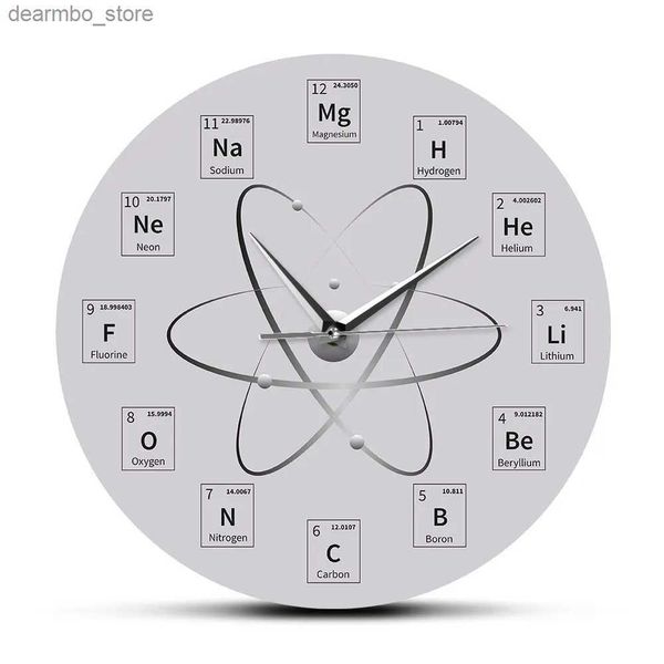 Orologi da tavolo da tavolo Orologio da parete con tavola periodica del tempo chimico Orologio da parete con arte biochimica molecolare Programma sospeso atomico Regalo per insegnanti di chimica24327