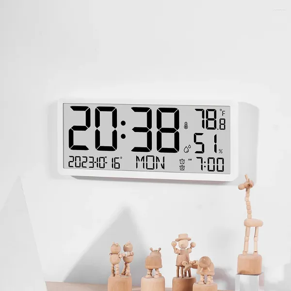 Relógios de parede Modern LED Relógio Digital Tempo Data Temperatura Umidade Display Simples Sala de estar Grande Tela Eletrônica