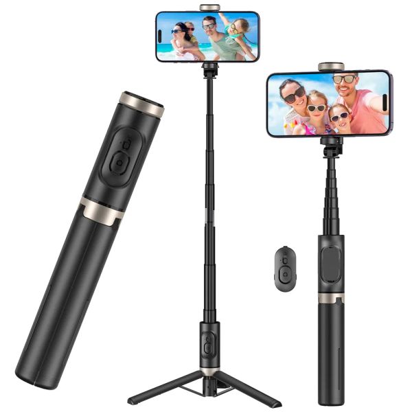 Tripods Yeni 73cm Alüminyum Selfie Stick Tripod, telefon Tripod Standını Uzaktan İPhone Android Telefon Selfie Video Kayıt Vlog