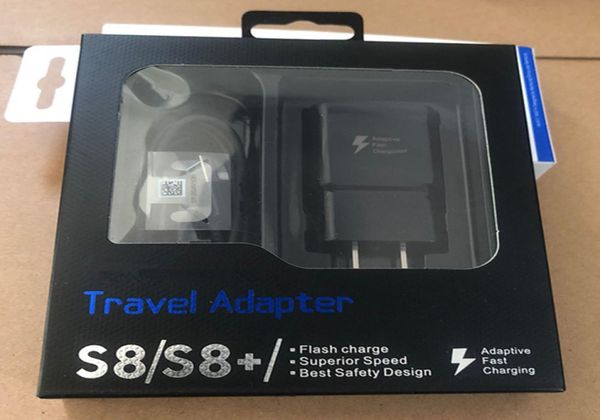 Original 2 em 1 com embalagem 5V 2A USEU Plug Adaptador de viagem de carregamento rápido Carregador rápido de parede 12M Tipo C Cabo USB para Samsun5858410