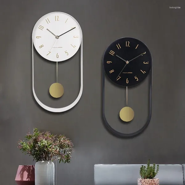 Orologi da parete Altalena in stile nordico Design moderno Soggiorno semplice Decorazioni per la casa Orologio silenzioso rotondo per camera da letto creativa