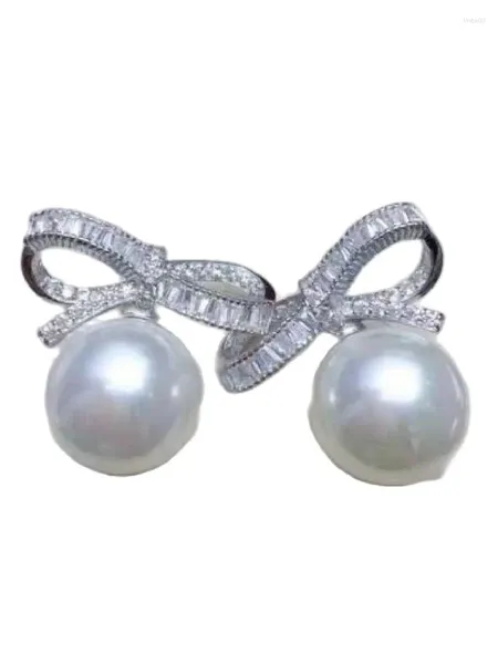 Orecchini pendenti che vendono coppie di gioielli Ciondolo con perla bianca rotonda del Mar Cinese Meridionale da 10-11 mm in argento 925