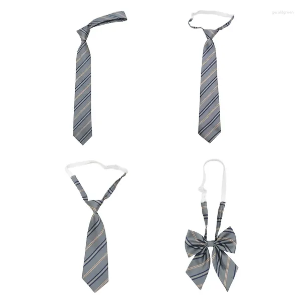 Gravatas borboletas cinza listrada pré-amarrada gravata escolar uniforme ajustável gravata borboleta estudante