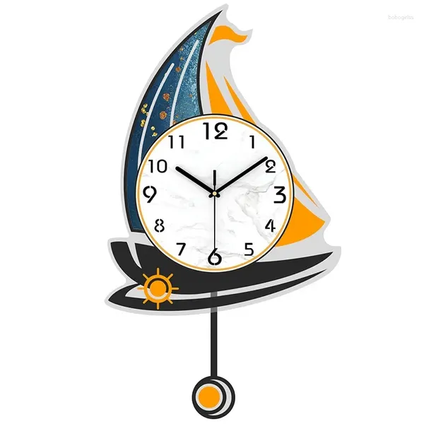 Настенные часы 3D гостиная качели часы скандинавский парусник украшения дома часы свет роскошные часы