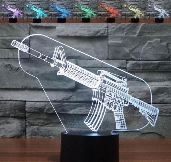 Lampada con sensore di illusione ottica a LED 3D Gun con cavo USB Smart Touch 7 colori Cambiano l'atmosfera Luce notturna per Natale Grazie8970610