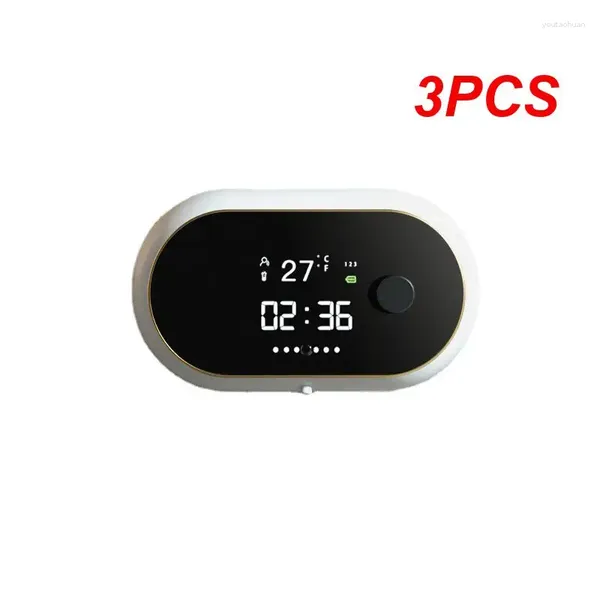 Dispensador de sabão líquido 3 pçs automático espuma touchless sensor máquina carga usb tempo temperatura display montagem na parede mão