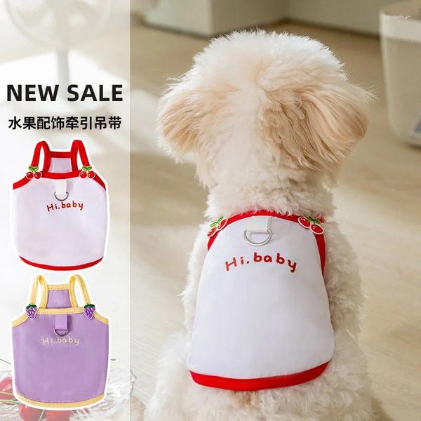 Cão vestuário roupas para animais de estimação frutas acessórios tração suspender colete para cães roupas gato pequeno oi bebê impressão bonito produtos finos 2024