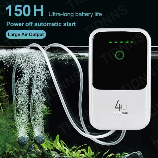 Accessori Acquario ultrasilenzioso Ricarica USB Nuova pompa per ossigeno Compressore d'aria Pompa per ossigeno per acquario Singolo doppio foro con valvola di ritegno 34W