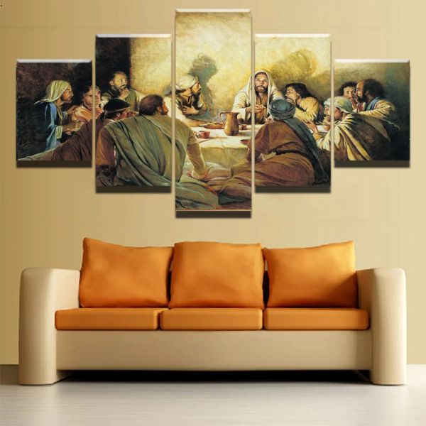 Каллиграфия Wall Art Холст Картины Рамка Домашний Декор Плакат 5 Шт. Абстрактные Картины Иисуса «Тайная Вечеря» Современные HD Печатные