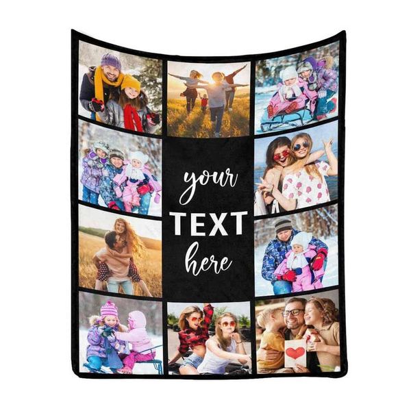 Cama personalizada com colagem de fotos, família, texto, fotos, melhores amigos, crianças, personalizou suas próprias fotos, cobertor para aniversário