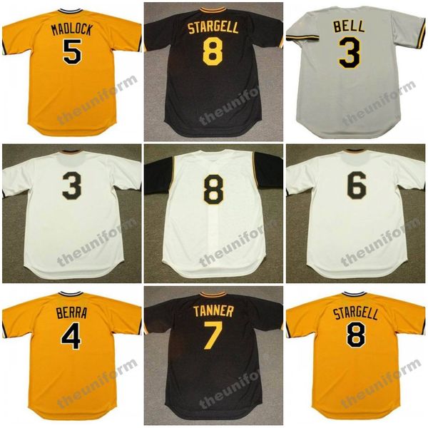 Pittsburgh JAY BELL RICHIE HEBNER DALE BERRA BILL MADLOCK RENNIE STENNETT TONY PENA CHUCK TANNER WILLIE STARGELL Throwback-Baseballtrikot für Herren aus den Jahren 1966–1992, S-5XL