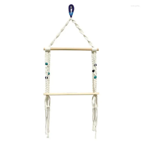 Tapeçarias Bohemian Macrame Tapeçaria Feito à Mão Prateleira de Suspensão de Tecelagem de Algodão com Armazenamento Rack de Madeira Suporte de Planta