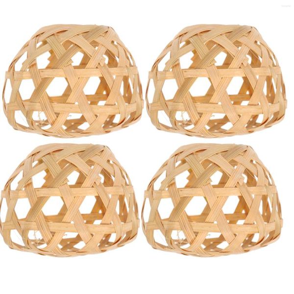 Castiçais 4pcs bambu tecido lanternas abajur artesanal tecer sombra de iluminação