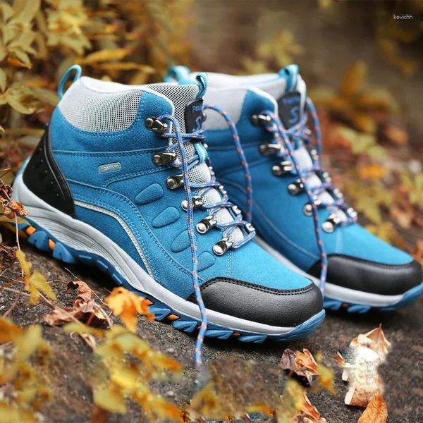 Fitnessschuhe Lila Hike Design Stiefel Damen Wasserdicht Trekking Wanderstiefel Bergsteigen Sport Gummisohle Wildleder Herren Paar