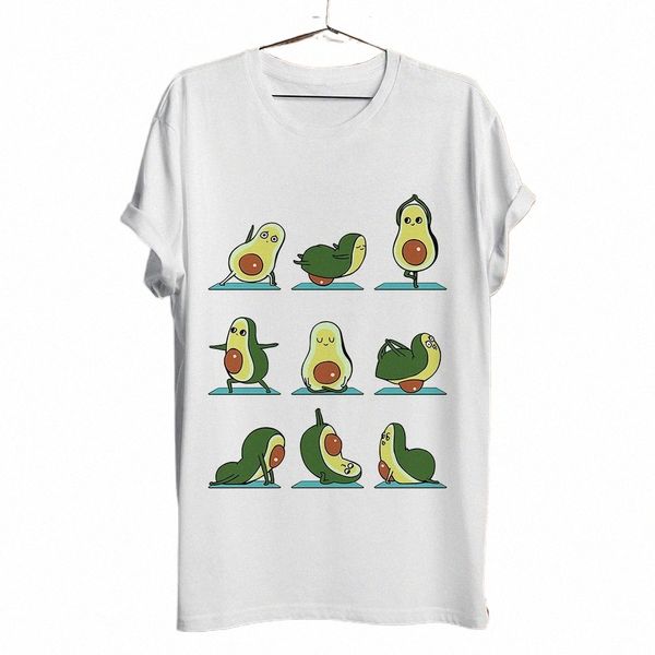 carino Avocado yoga serie divertente maglietta da uomo nuovo bianco casual maglietta homme unisex stile fresco streetwear t-shirt manica corta R3II #