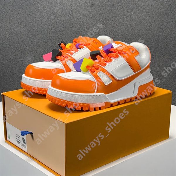 2024 Novo Designer Sapatos Casuais Homens Trainer Maxi Sneaker Multicolor Inkjet Sola Grossa Treinamento Elevado Sapato Denim Padrão Borracha Lona Couro A37