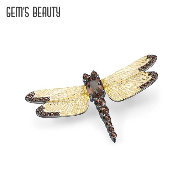 Gems beleza libélula natural céu azul topázio peridot broche para mulher real 925 prata esterlina na moda jóias finas artesanal 240320
