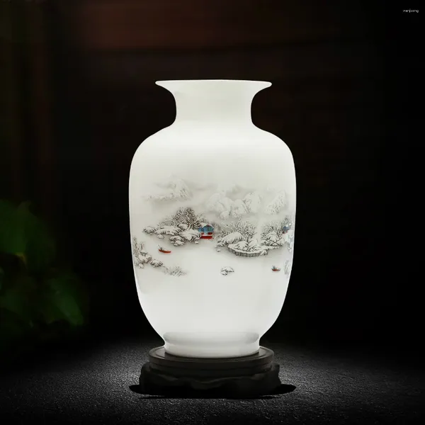 Vasos Jingdezhen Vaso de Cerâmica Sala de Estar Artes Decorativas e Artesanato Antigo Padrão de Neve Samll Porcelana