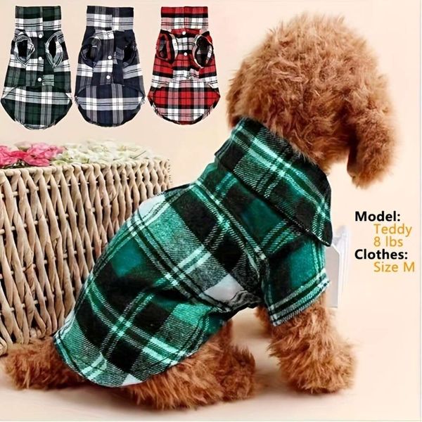 Camisa xadrez para cães pequenos e gatos, perfeita para yorkshire terriers, chihuahuas, poodles miniatura – elegante e confortável