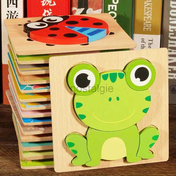 Intelligenzspielzeug Babyspielzeug verdicktes 3D-Puzzle aus Holz mit Cartoon-Tier/Verkehrsholz, pädagogisch für Kinder, Geschenke 24327