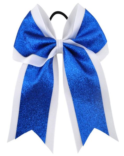 7 Polegada moda lantejoulas cheerleading arco de cabelo glitter fita de gorgorão arcos elástico rabo de cavalo suporte de cabelo para meninas e wome5237563