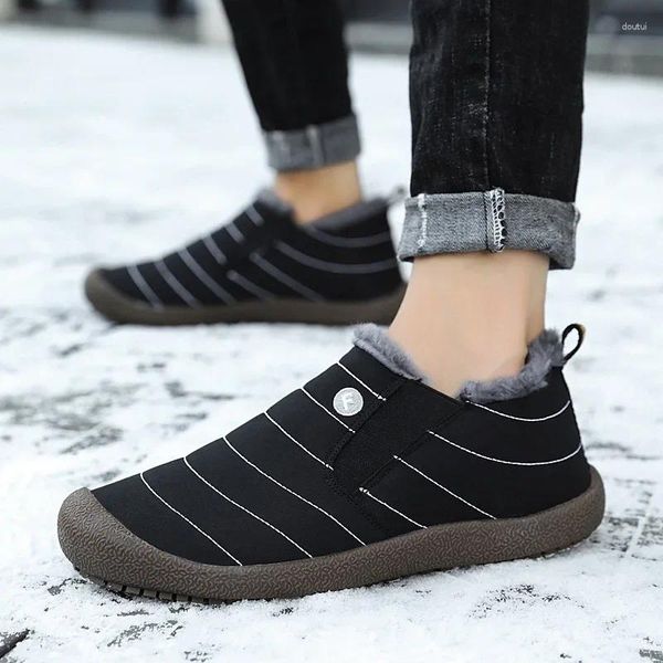 Sapatos casuais de algodão para homens 2024 casal inverno quente engrossar lã tornozelo botas antiderrapante neve plus size à prova dwaterproof água trabalho