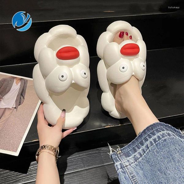 Pantofole da donna con suola morbida e spessa, antiscivolo per interni ed esterni, adorabili cartoni animati traspiranti per coppie, diapositive alla moda