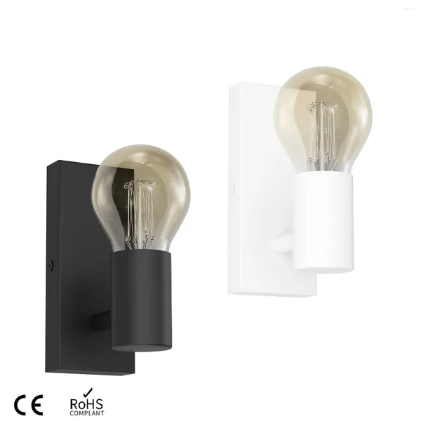 Lampada da Parete Nordica in Ferro Battuto Rotazione a 350° Bianco Nero E26 E27 Luce Moderna per Interni Corridoio Corridoio Soggiorno