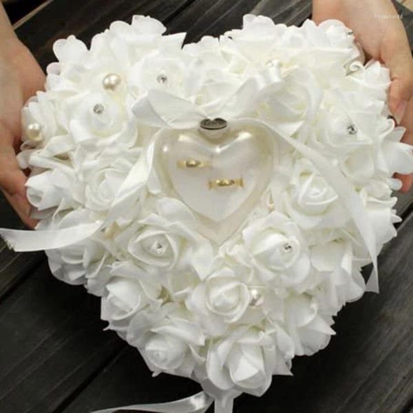 Dekorative Blumen, 1 Stück, westlicher Stil, Braut und Bräutigam, weißes Ringkissen, PE-Schaum, Rosenherz, Hochzeitsboxen, Geschenke, Verpackung