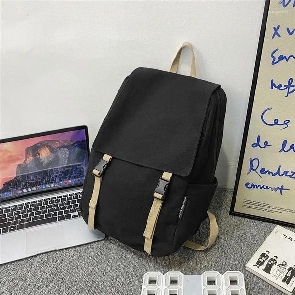 Zaino in tela di moda da donna per ragazze adolescenti Zaini da viaggio Studenti ad alta capacità BookBag Borsa per laptop nera da uomo