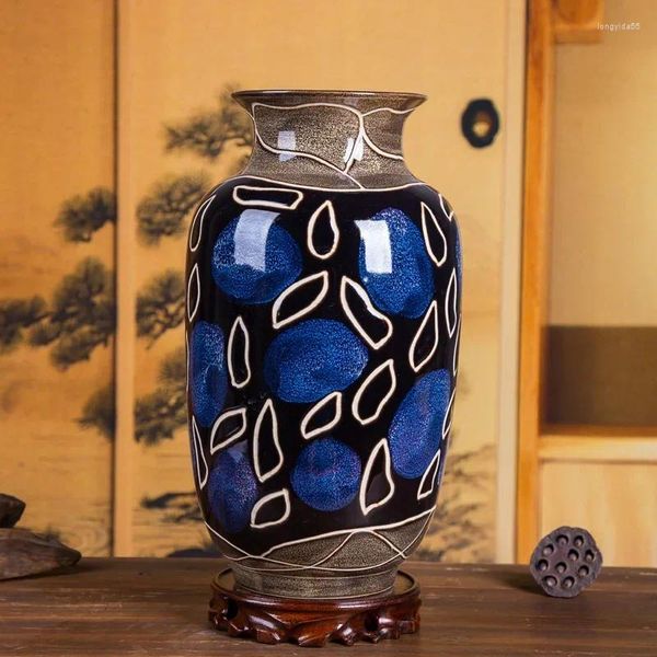 Vasos jingdezhen cerâmica antigo criativo forno vaso chinês clássico sala de estar casa porcelana artesanato decoração escritório ornamentos arte