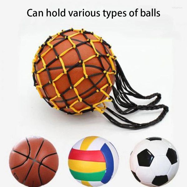 Aufbewahrungstaschen Tragbare Netztaschentasche Nylon Basketball Tragen Fußball Selbsttrainer Kicknetz Fußball Volleyball Kordelzug Ball