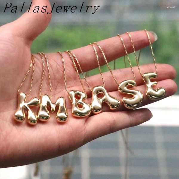 Anhänger Halsketten 10 stücke Mode Gold Farbe Dicke Ballon Blase Alphabet Halskette Für Frauen Mädchen 26 Chunky Anfangsbuchstaben Kragen schmuck