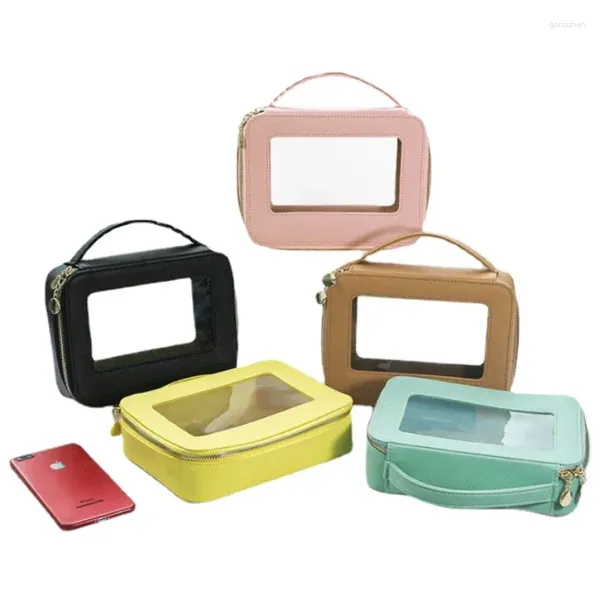 Borse portaoggetti 2024 Borsa per trucco alla moda in PVC Custodia cosmetica portatile di fascia alta Comoda da viaggio di alto valore